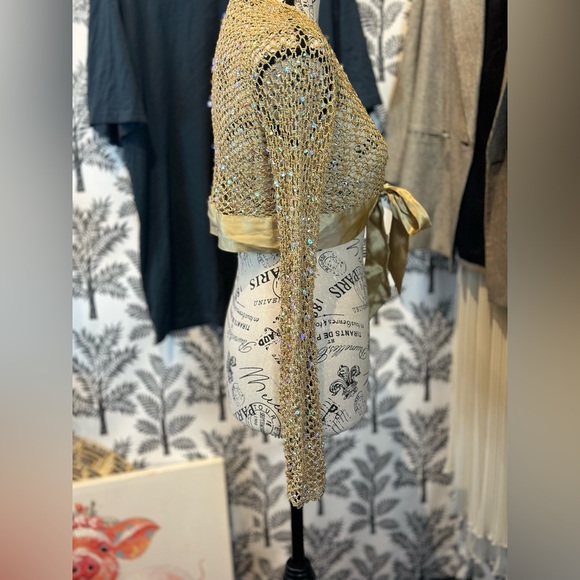 intuitions Gold with Iridescence Sequin Cardigan shrug size xsmall - Picture 9 of 13